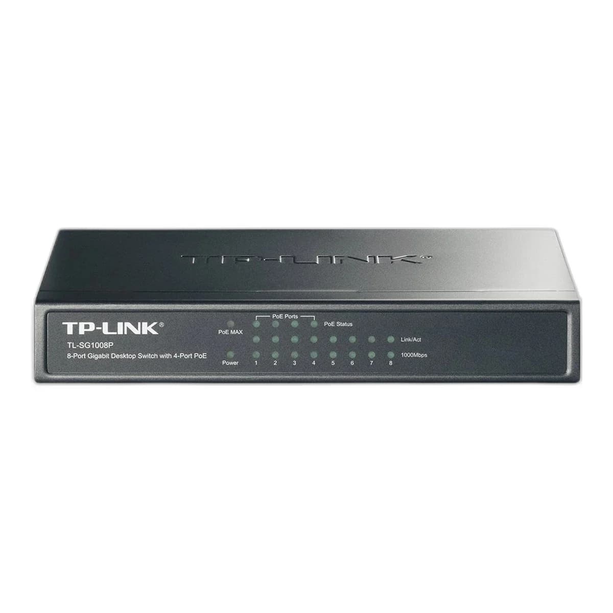 TP-LINK Switch 8-Port Gigabit TL-SG1008P, Unmanaged, 4-Port PoE+ 64W, QoS, Desktop/Wallmount