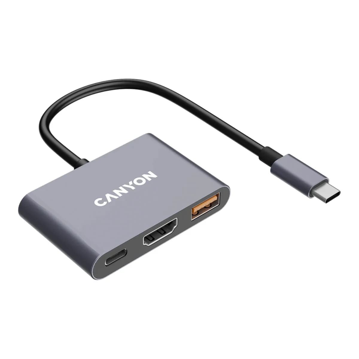 CANYON USB-C Hub DS-4 3in1 Sivi - USB-C 3.2 Gen 1, USB-A 3.2 Gen 1, HDMI 4K@30Hz, USB-C Power Delivery