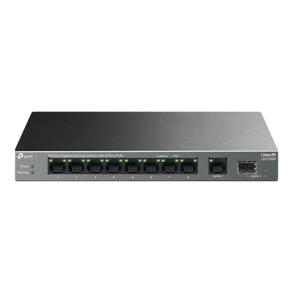 TP-LINK Switch 10-Port Gigabit LS1210GP, Unmanaged, 8x PoE+, 1x SFP, Desktop/Wallmount