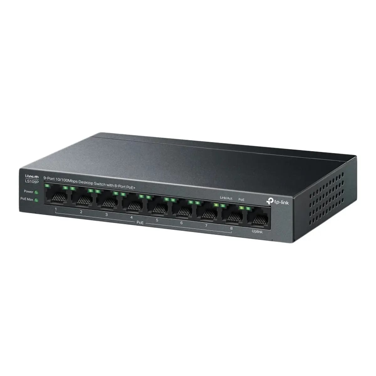 TP-LINK Switch 9-Port 10/100 Mbps LS109P, Unmanaged, 8x PoE+ (63W)