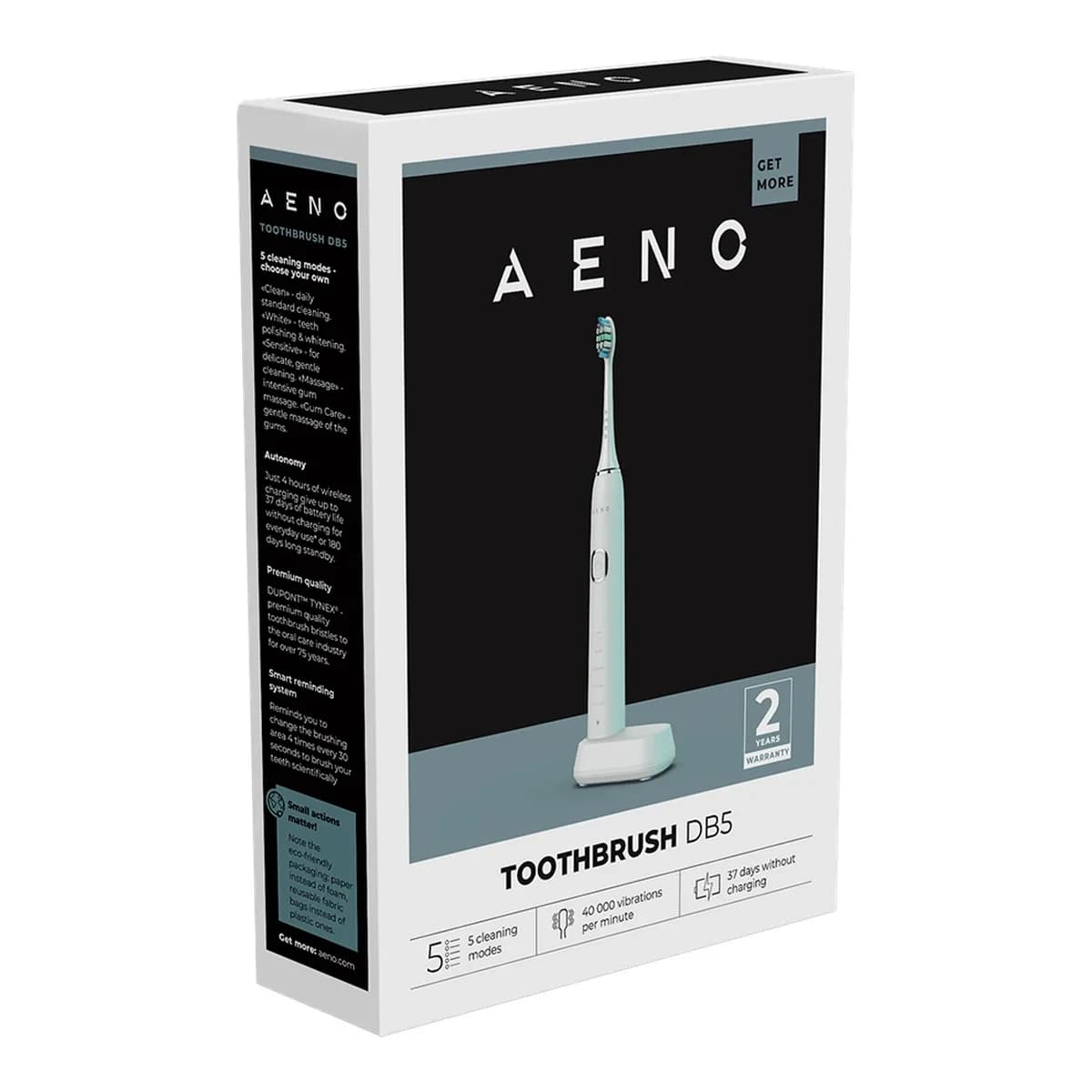 AENO Električna sonična četkica za zube DB5, 46000 rpm, 5 načina rada, bežično punjenje, IPX7, bijela