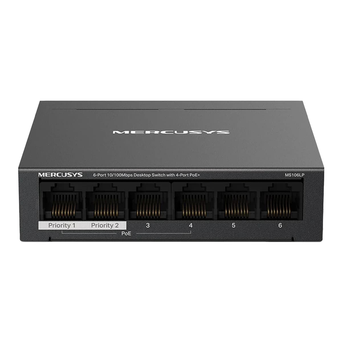 MERCUSYS Switch 6-Port 10/100 Mbps MS106LP, Unmanaged, 4x PoE+ 40W, Extend Mode 250m