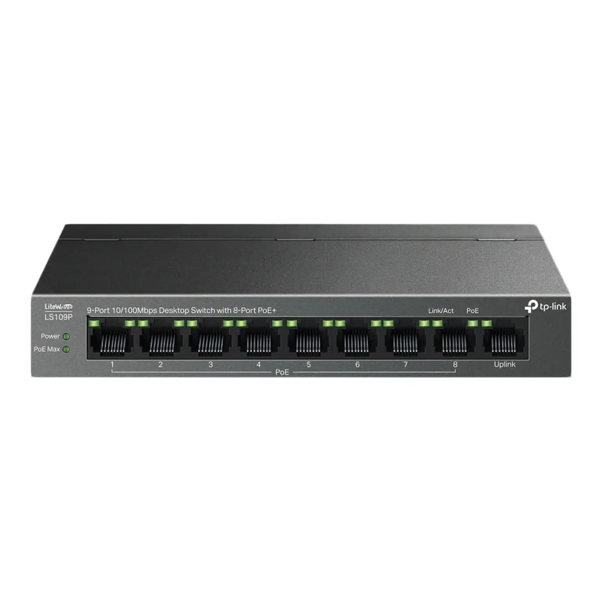 TP-LINK Switch 9-Port 10/100 Mbps LS109P, Unmanaged, 8x PoE+ (63W)