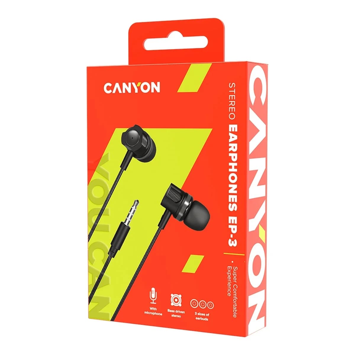 CANYON EP-3 Stereo earphones with microphone Dark gray cable length 1.2m 21.5*12mm 0.011kg