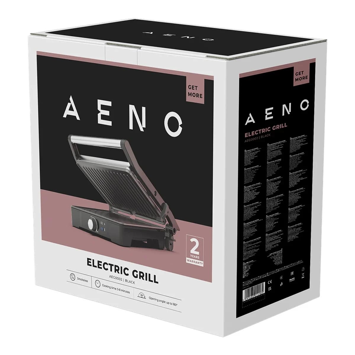 AENO Electric Grill EG2: 2000W Temperature regulation Max opening angle -180° Plate size 290*234mm