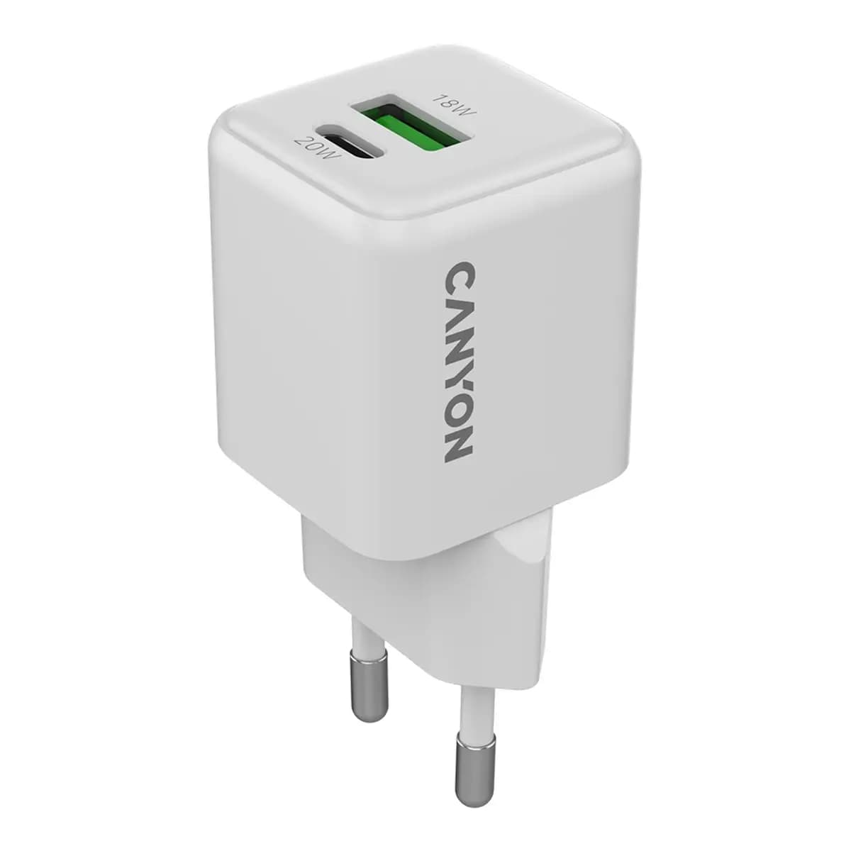 CANYON charger CU20AC GaN 20W 1xPD 1xQC EU White