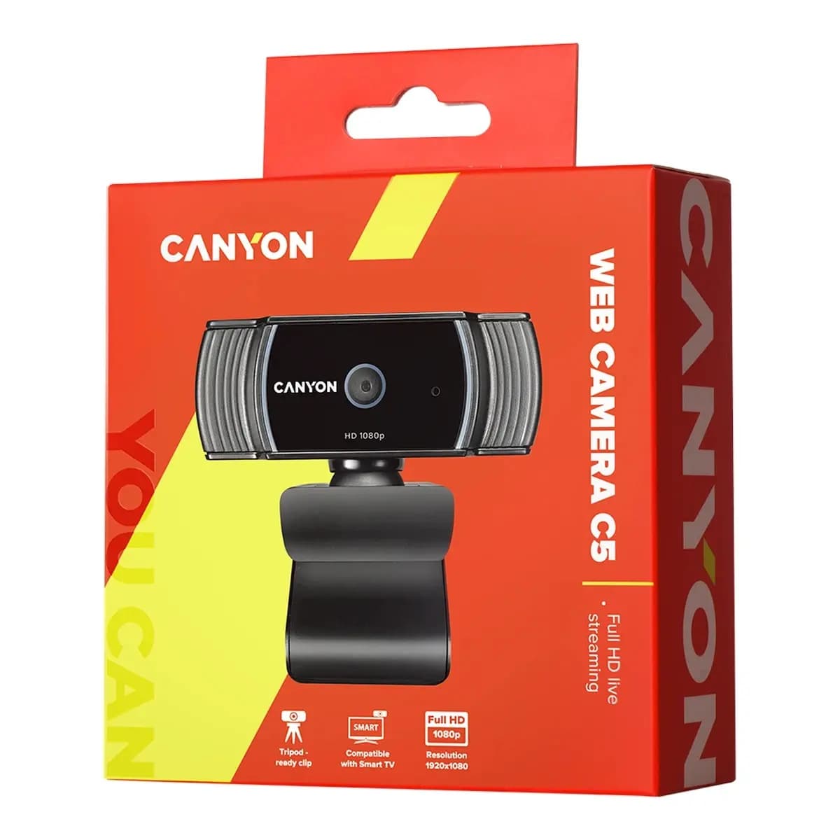 CANYON C5 1080P full HD 2.0Mega auto focus webcam with USB2.0 connector 360 degree rotary