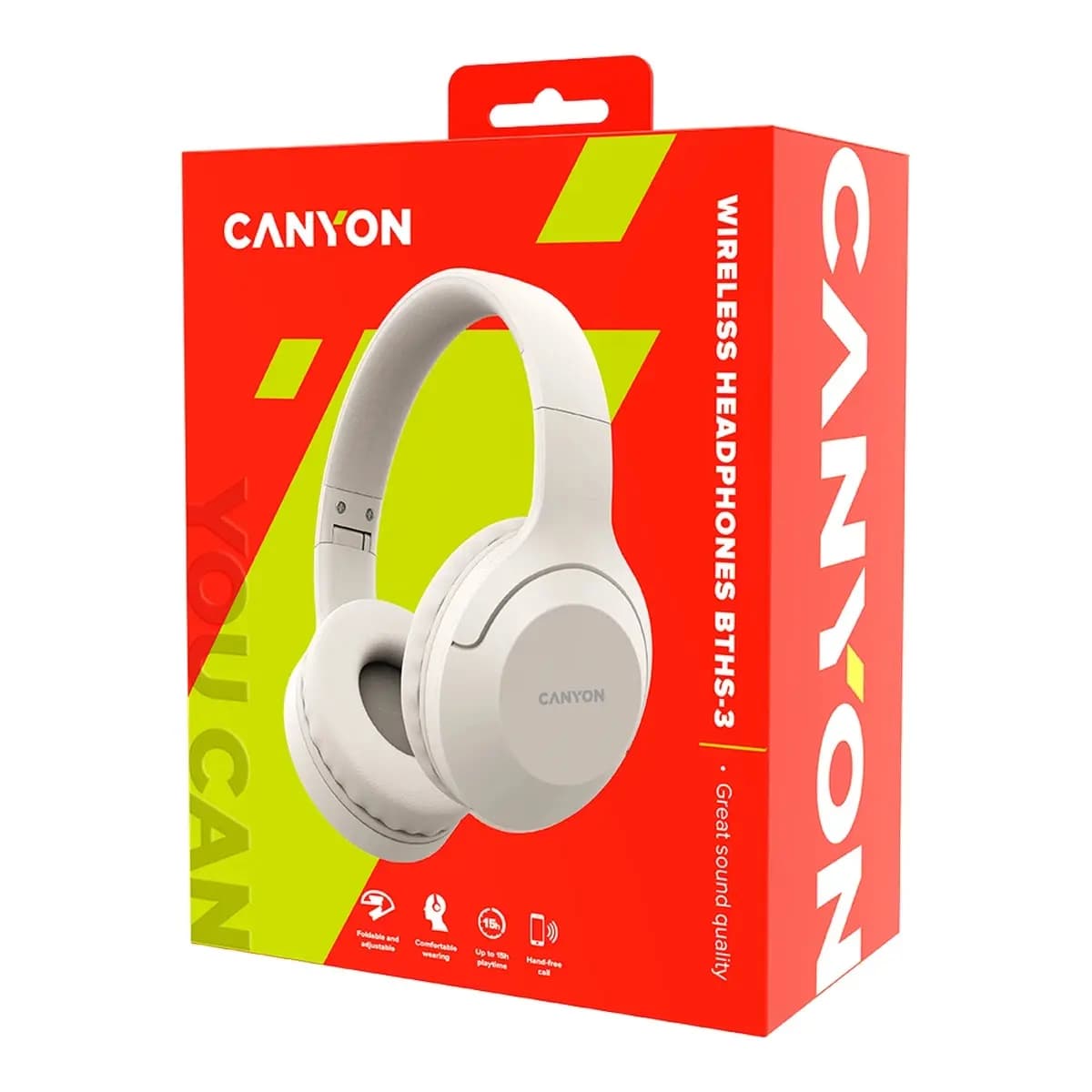 CANYON BTHS-3 Bluetooth headsetwith microphone BT V5.1 JL6956 battery 300mAh Type-C charging plug PU material