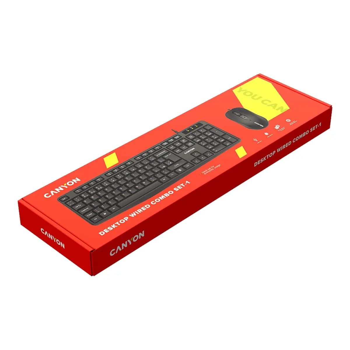 CANYON Tastatura Membranska SET-1, USB, Adriatic, Water Resistant, Miš uključen