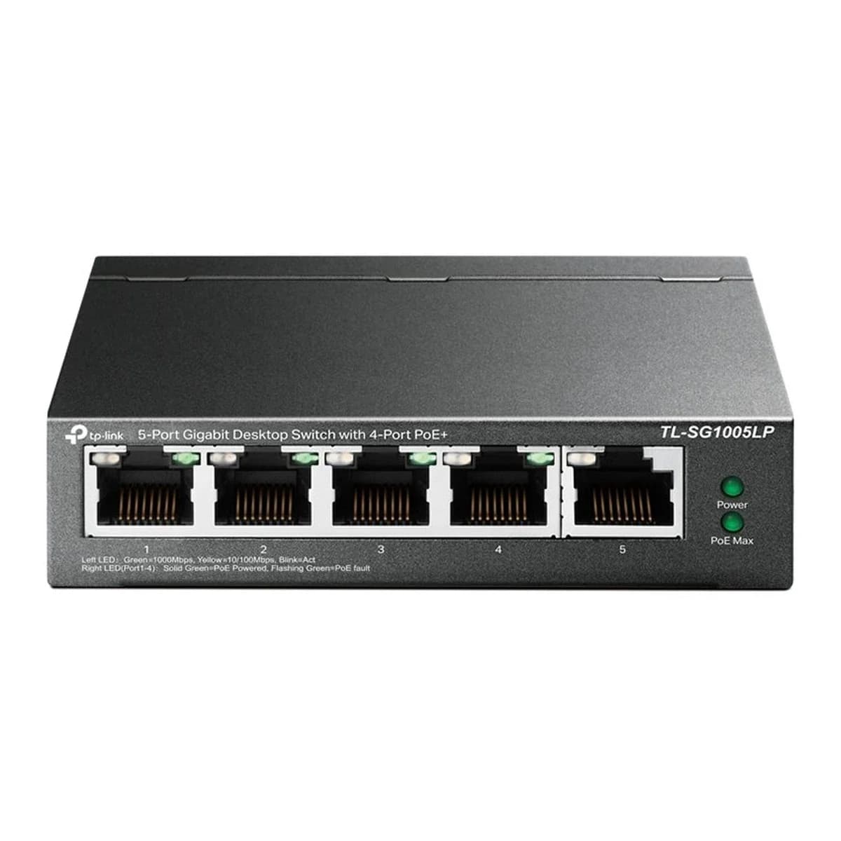 TP-LINK Switch 5-Port Gigabit TL-SG1005LP, Unmanaged, 4-Port PoE+ 40W, QoS, IGMP Snooping