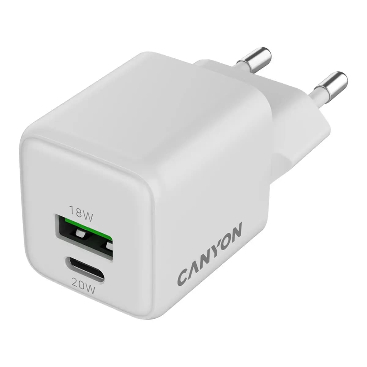 CANYON charger CU20AC GaN 20W 1xPD 1xQC EU White