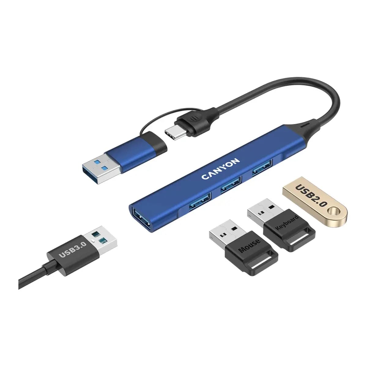 CANYON hub DS-02 4in1 USB-A/C Blue