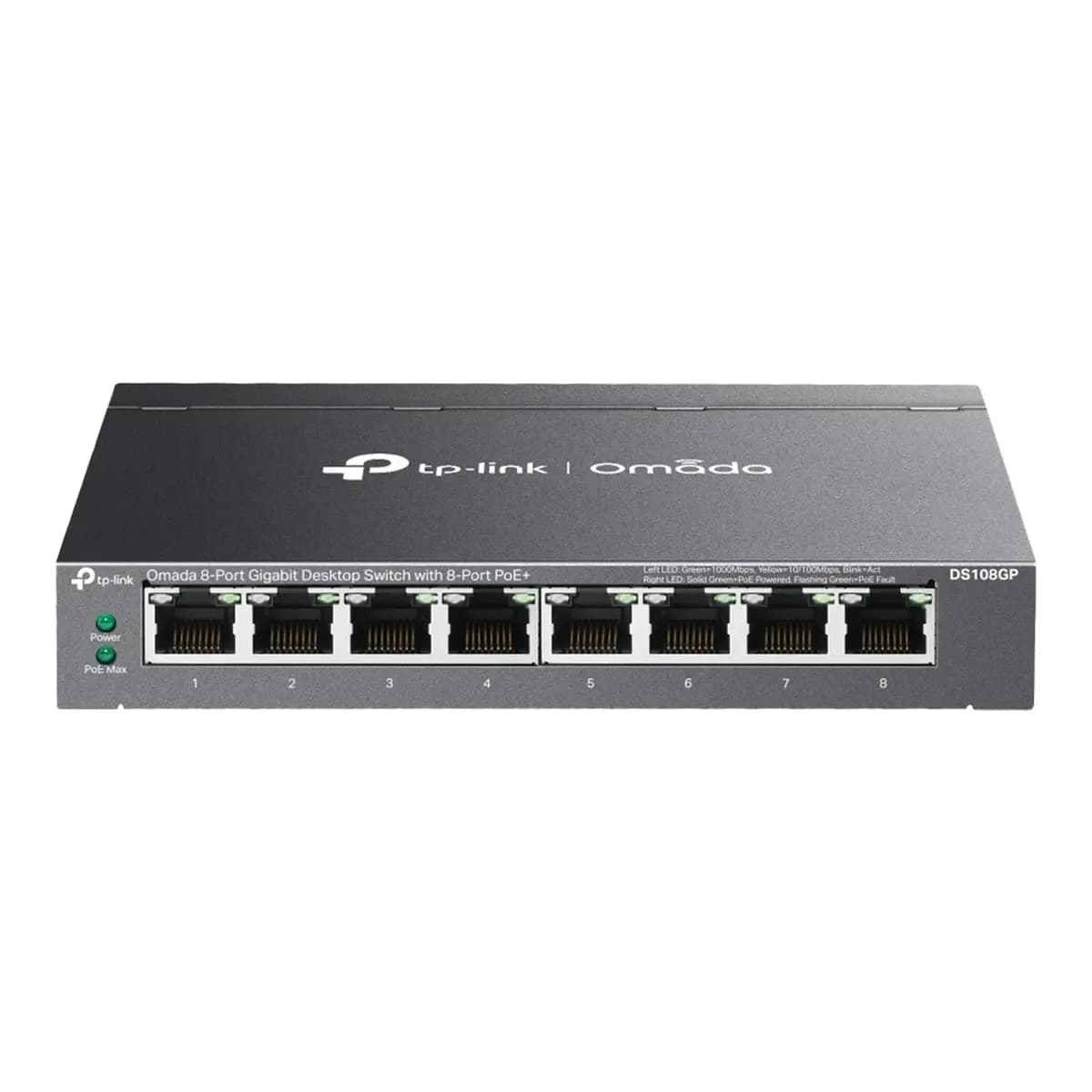 TP-LINK Switch 8-Port Gigabit Omada, Unmanaged, 8x PoE+ 64W, Desktop Case
