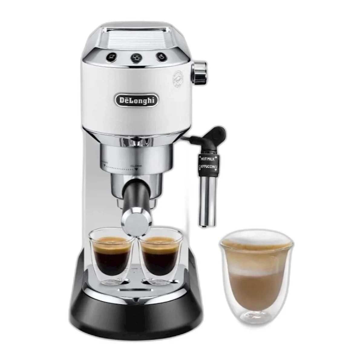 DELONGHI Aparat za kafu Dedica EC685.W, Thermoblock tehnologija, Podesivi Cappuccino sistem, Mat bijela, Inox završna obrada