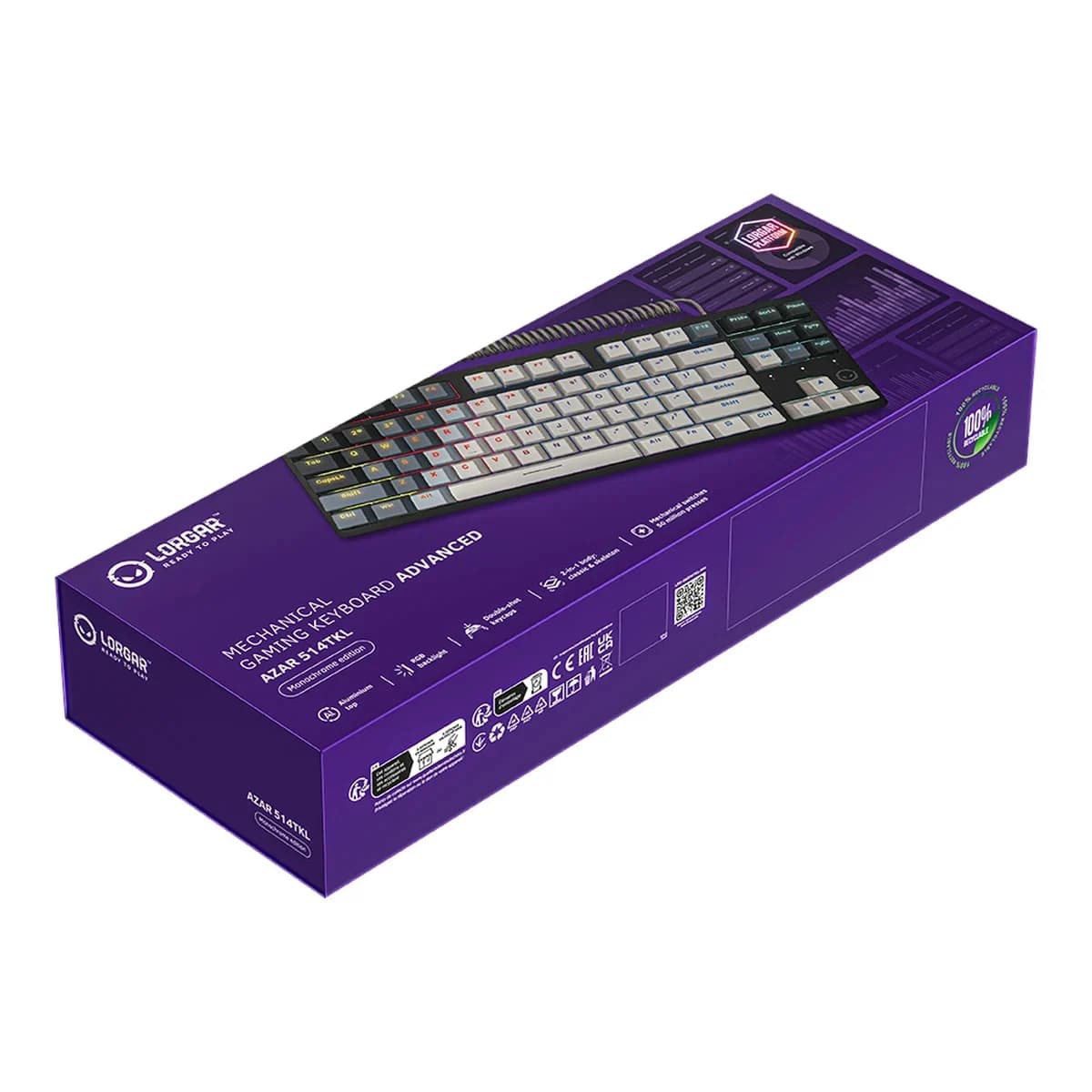 LORGAR Tastatura Mehanicka Gaming Azar 514TKL, USB, Dream Switches, TKL, RGB, White
