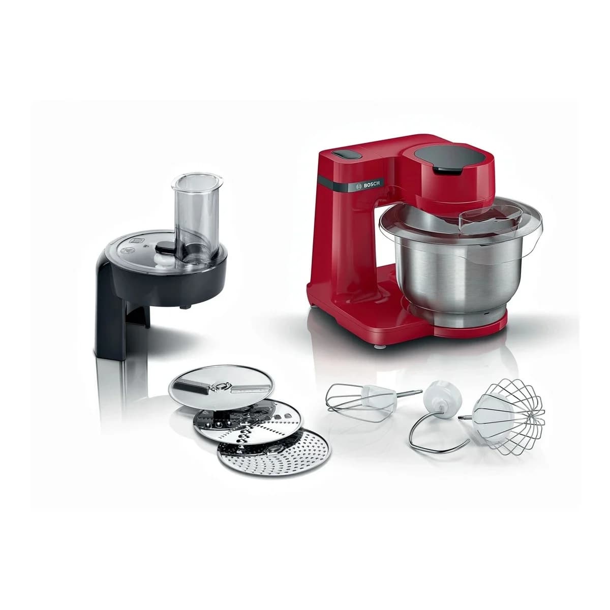 BOSCH kuhinjski aparat MUM Serie 2| CRVENA, 900W, 3.8L, 7 Brzina, Inox posuda, SL