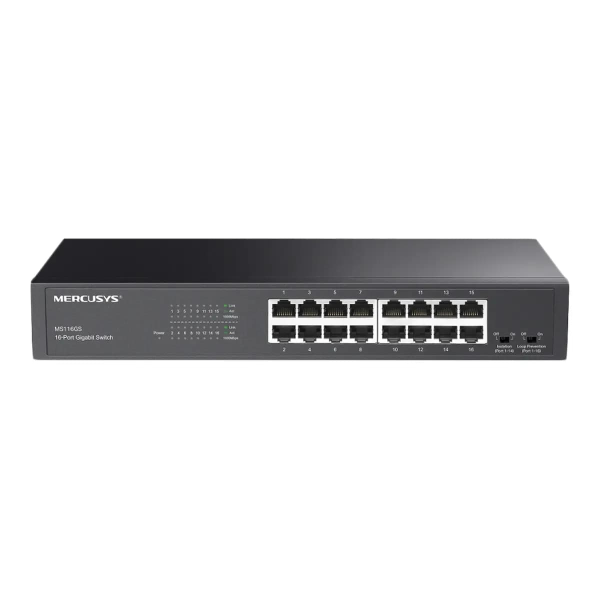 MERCUSYS Switch 16-Port Gigabit MS116GS, Unmanaged, Desktop/Rackmount, Metal Casing