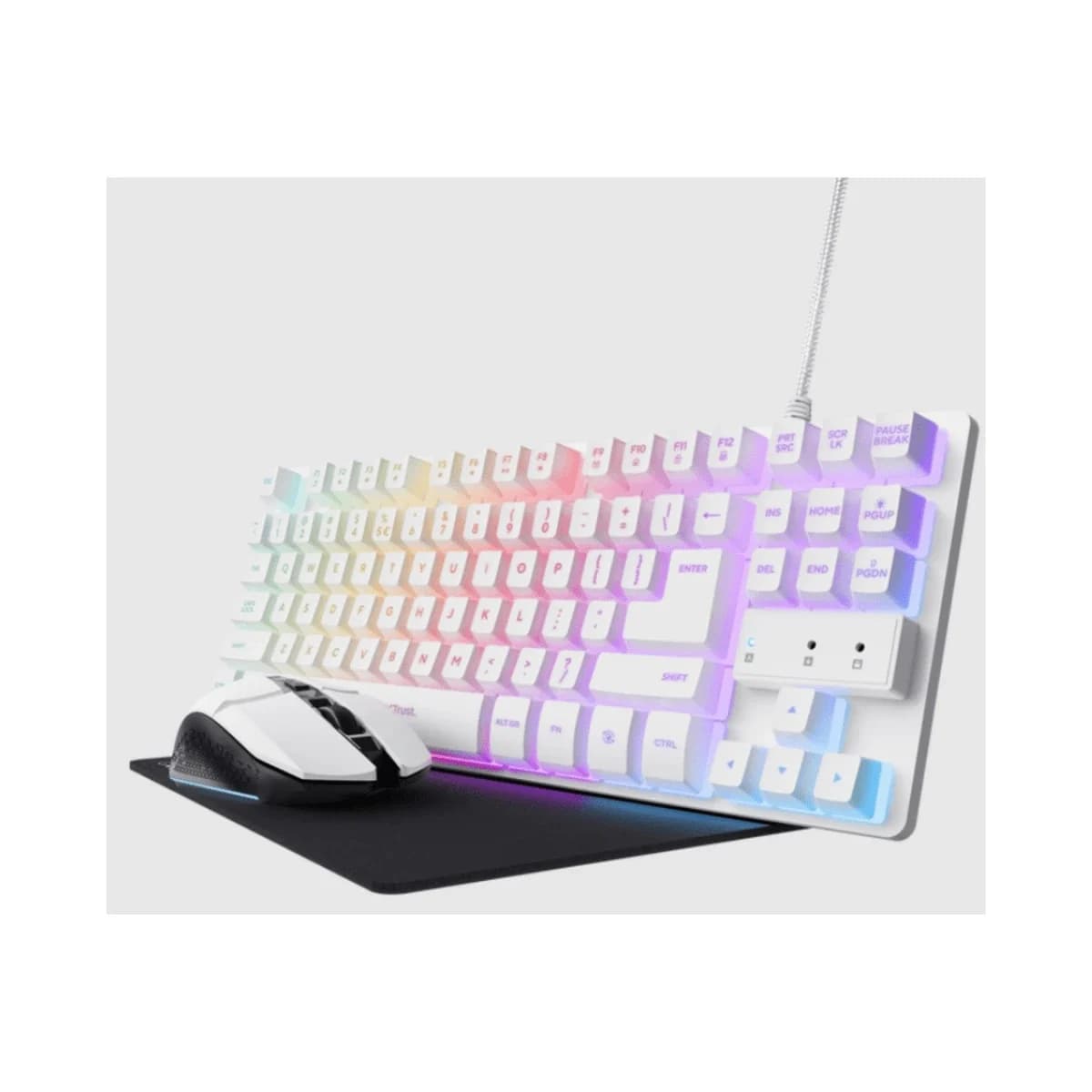 Trust GXT794W 3-u-1 gaming set, tastatura, miš i podloga zamiš, bijela boja