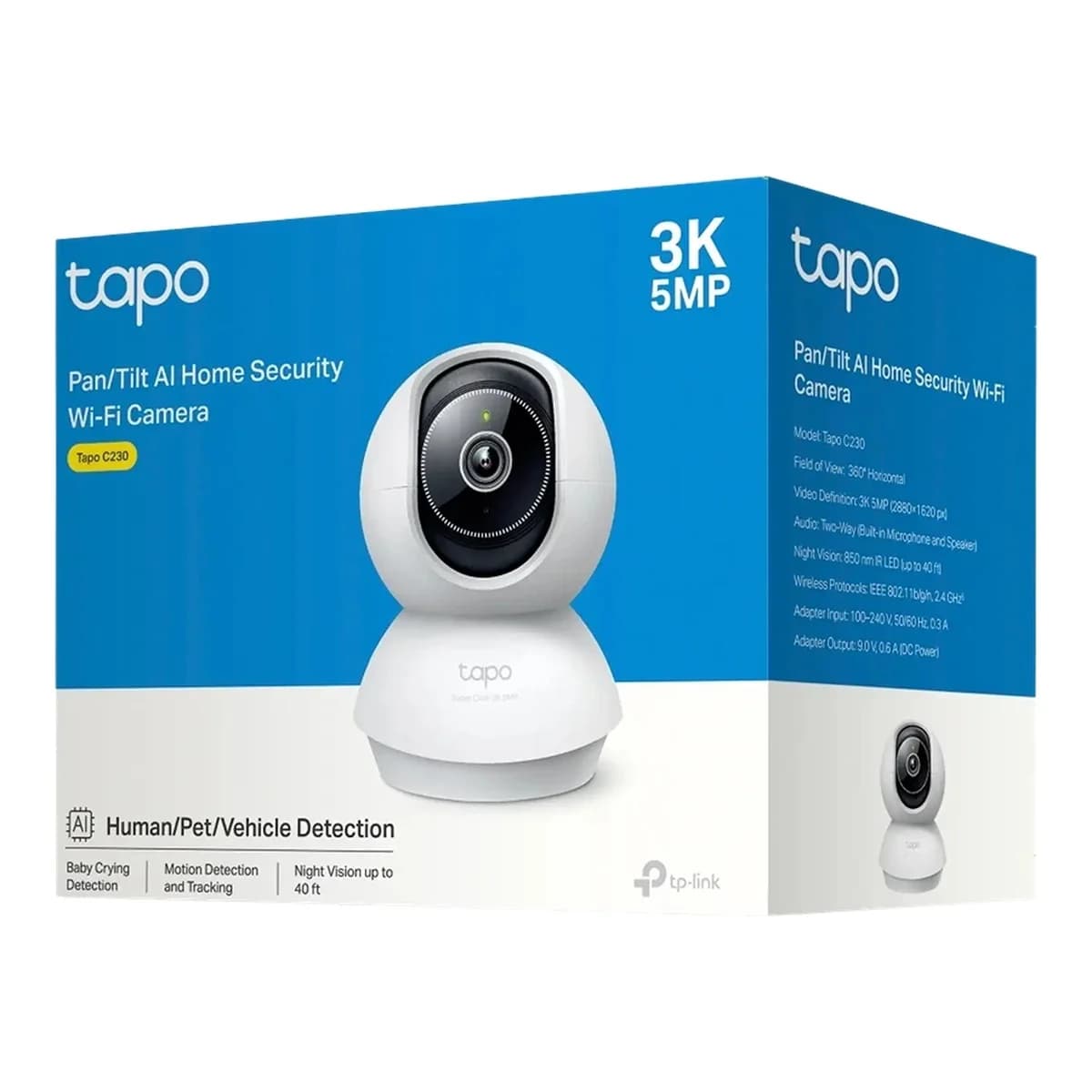 TP-LINK IP Kamera 5MP Pan-Tilt Tapo C230, WiFi, Smart AI Detection, Smart Tracking, Sound and Light Alarm