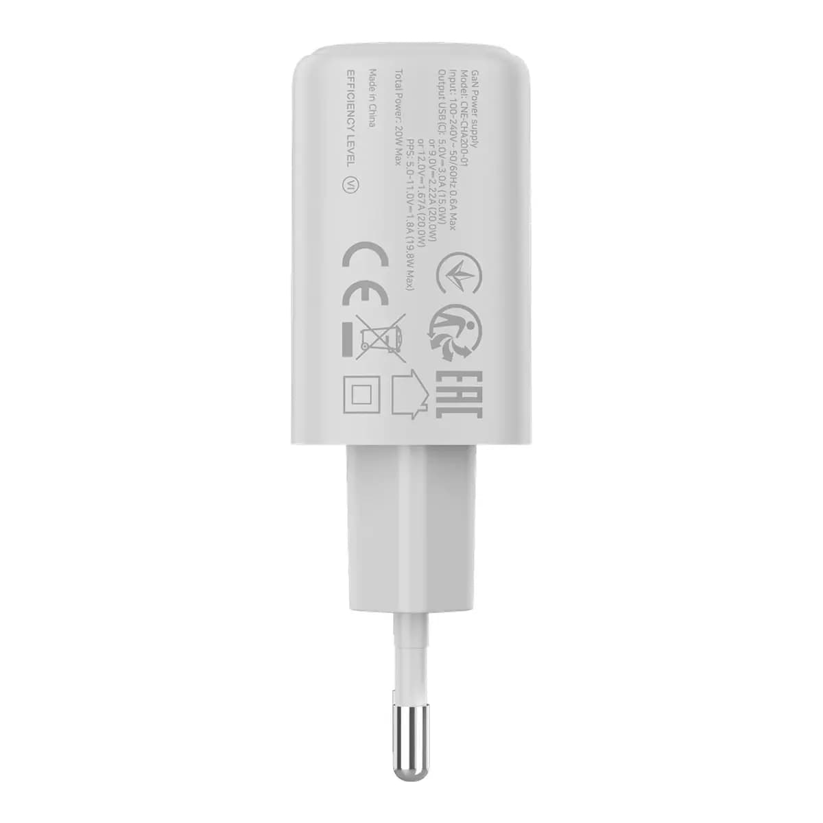 Canyon Punjač OnCharge 200 20W, 1xPD, EU, Bijeli – Brzo punjenje, Kompaktna veličina