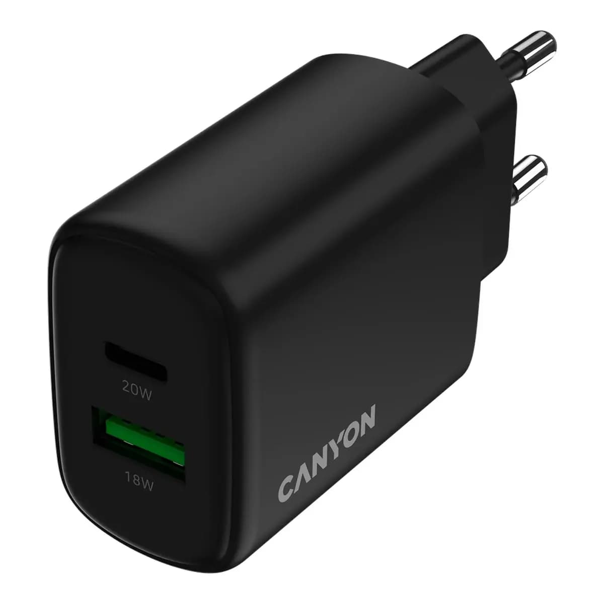 Canyon Punjač OnCharge 200 20W, 1x PD, 1x QC, EU, Crni – Brzo punjenje, Kompaktni dizajn
