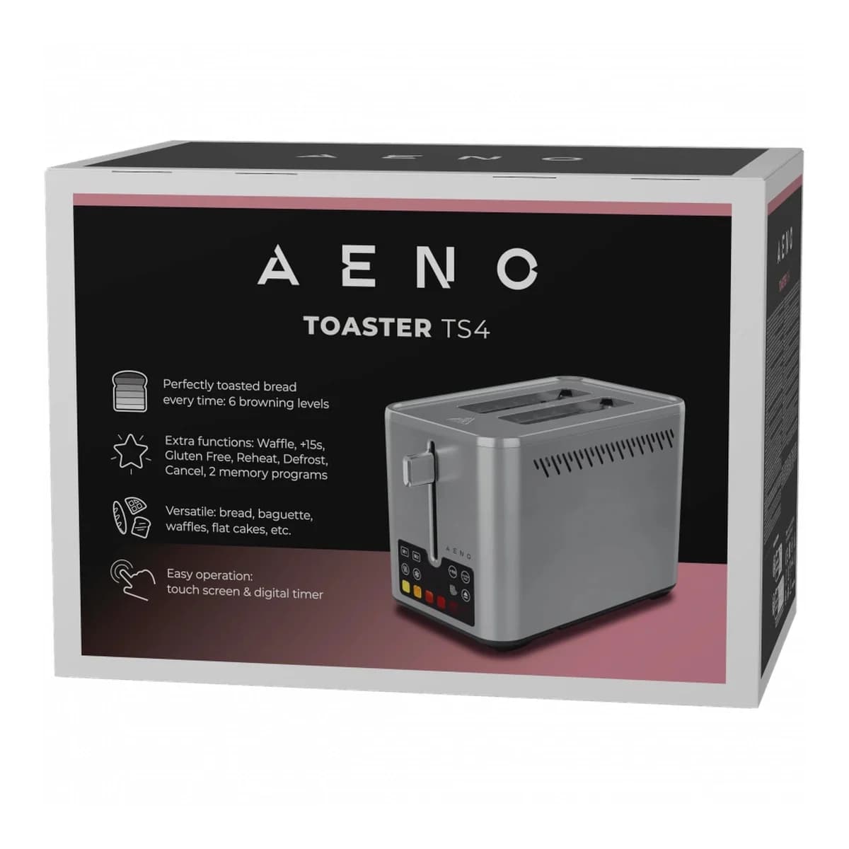 AENO Toster SmartHome Touch Control, LED ekran na dodir, 950W, 7 nivoa pečenja, Nehrđajući čelik