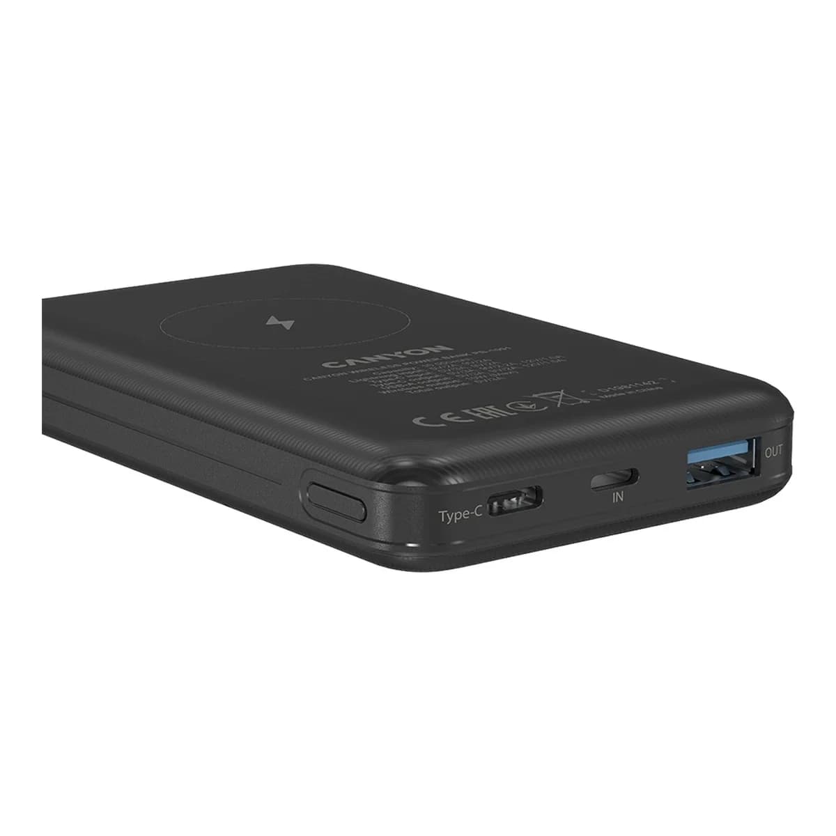Canyon Eksterni punjač PB-1001 10000 mAh, 18W PD, QC 3.0, Bežično punjenje 10W, Crni