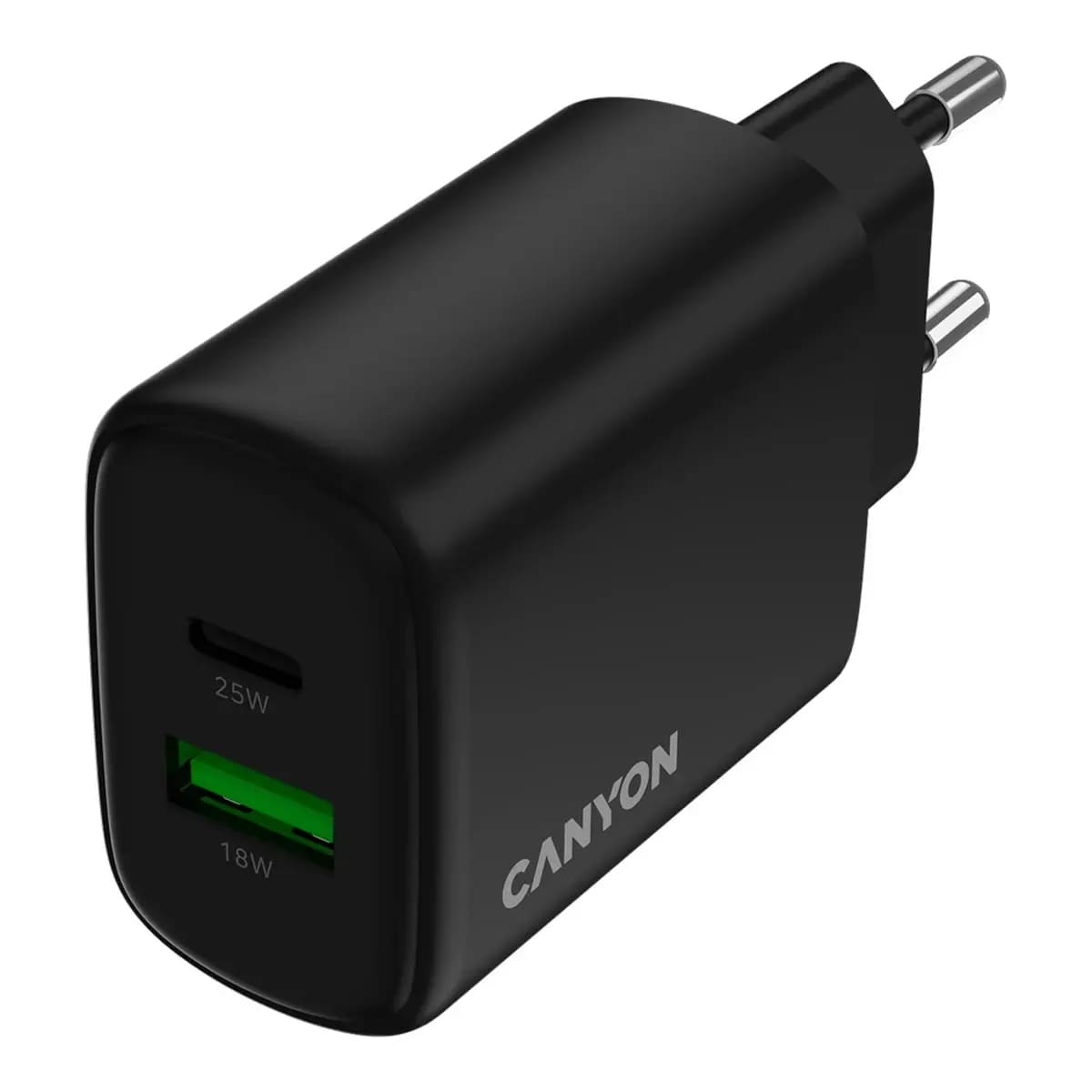 Canyon Punjač OnCharge 250 25W, 1xPD, 1xQC, EU, Crni - Brzo punjenje, univerzalna kompatibilnost