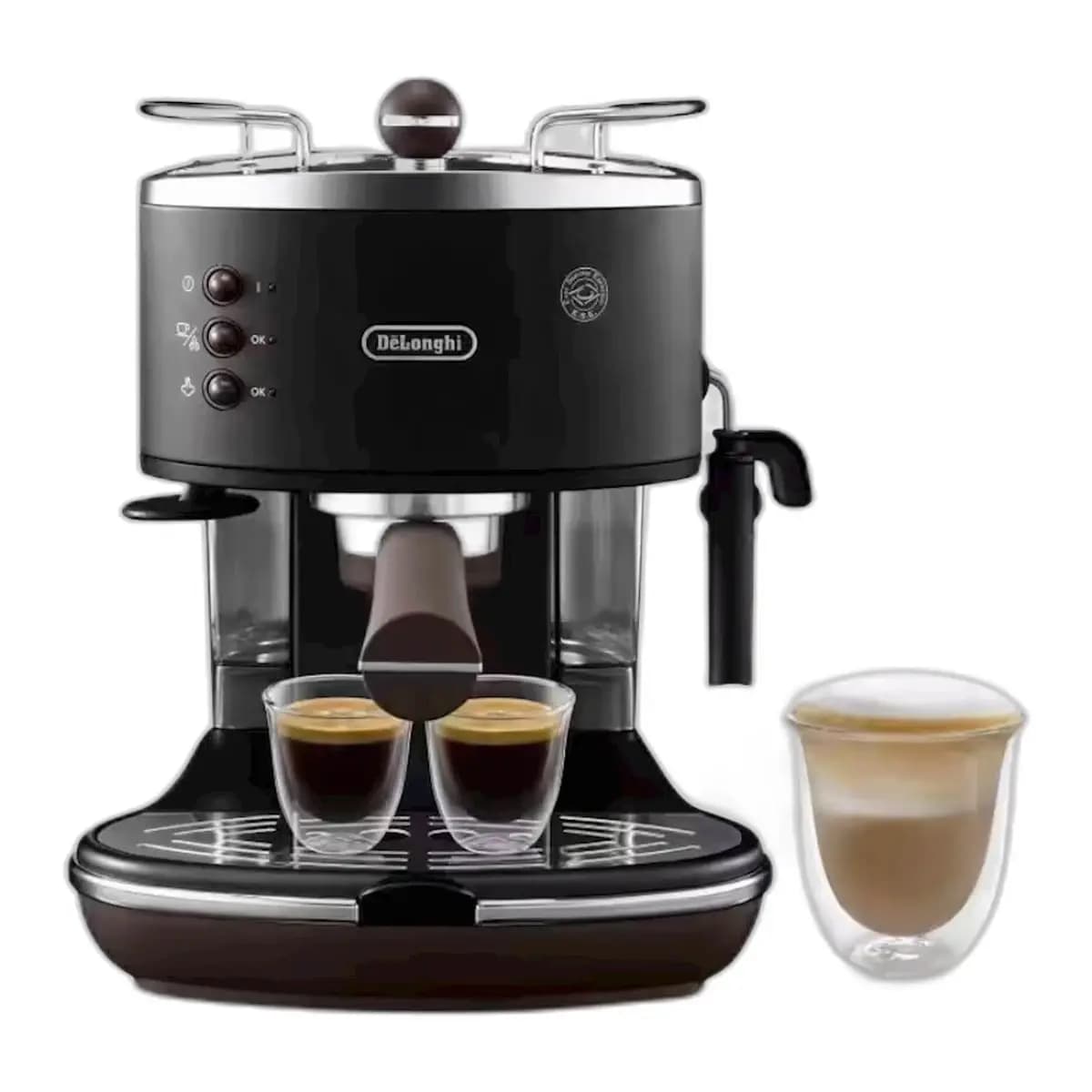 DELONGHI Aparat za kafu Icona Vintage ECOV311.BK, 15 bara, Ručni Cappuccino sistem, Mljevena kafa ili kapsule, Crna