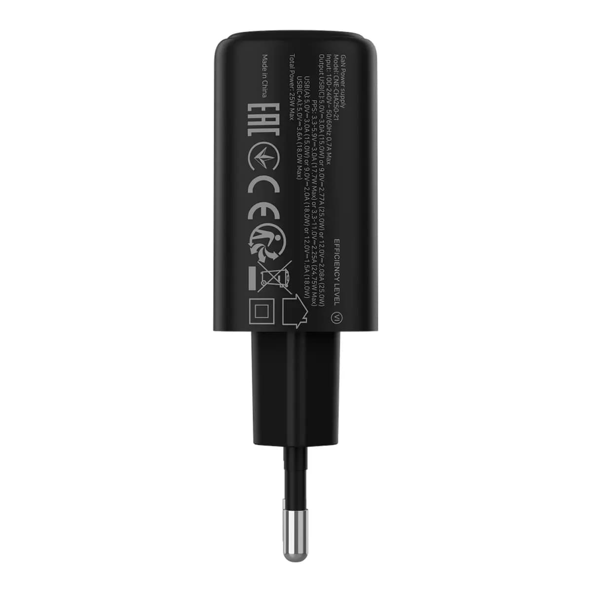 Canyon Punjač OnCharge 250 25W, 1xPD, 1xQC, EU, Crni - Brzo punjenje, univerzalna kompatibilnost