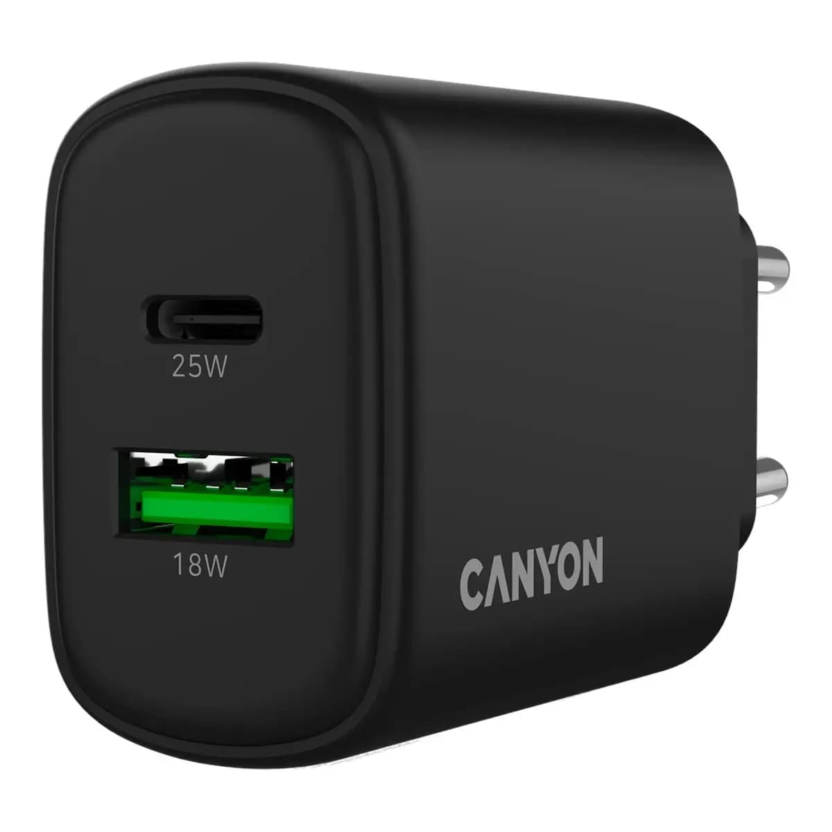 Canyon Punjač OnCharge 250 25W, 1xPD, 1xQC, EU, Crni - Brzo punjenje, univerzalna kompatibilnost