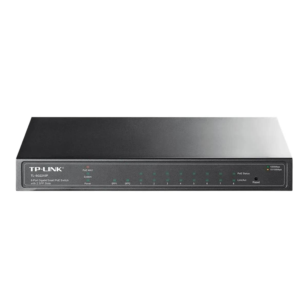 TP-LINK Switch 10-Port Gigabit SG2210P Omada, Smart Managed, 8x PoE+ 61W, 2x SFP, Fanless