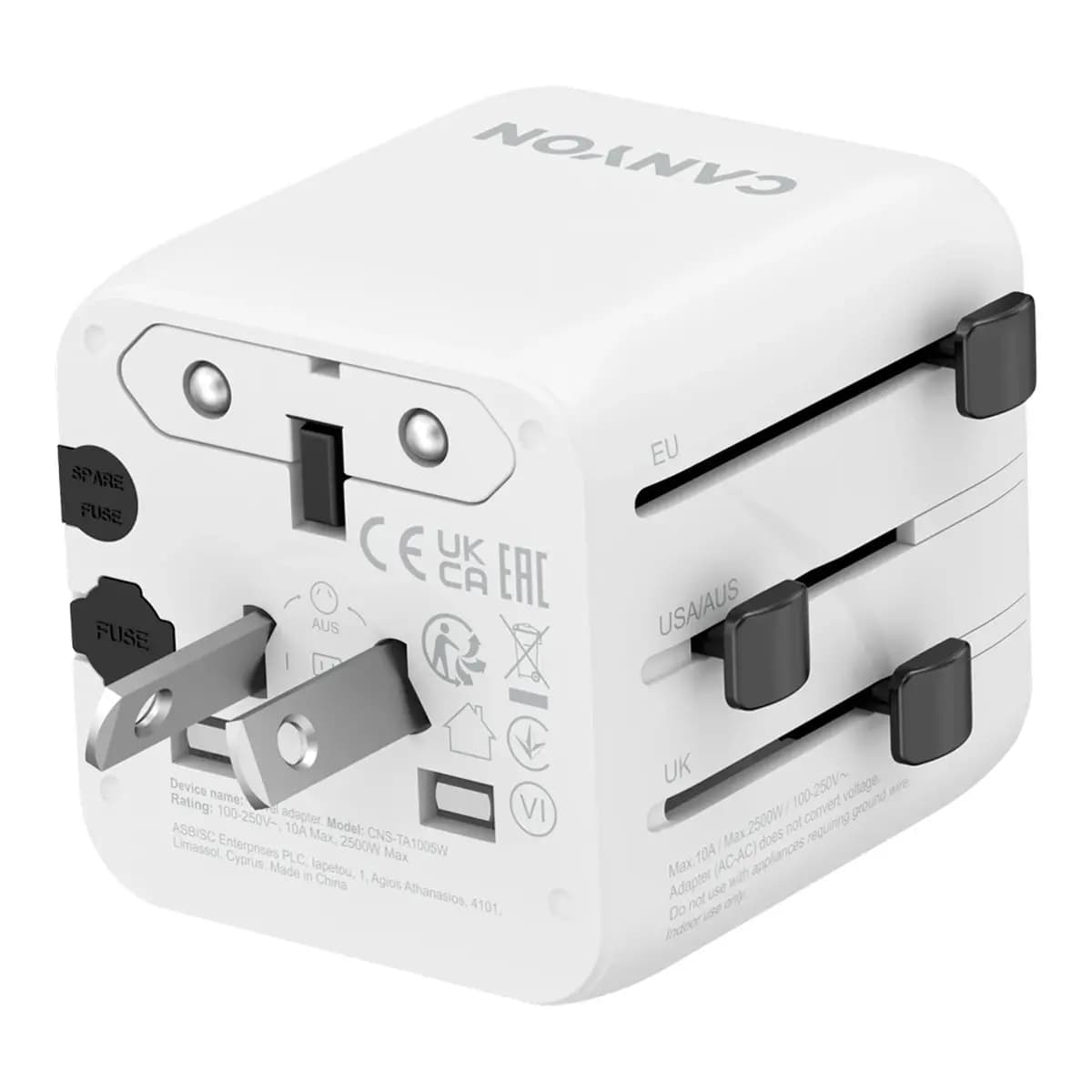CANYON Putni Adapter CNS-TA1005W OnTour One EU/UK/US/AUS - Bezbrižna Putovanja Svugdje
