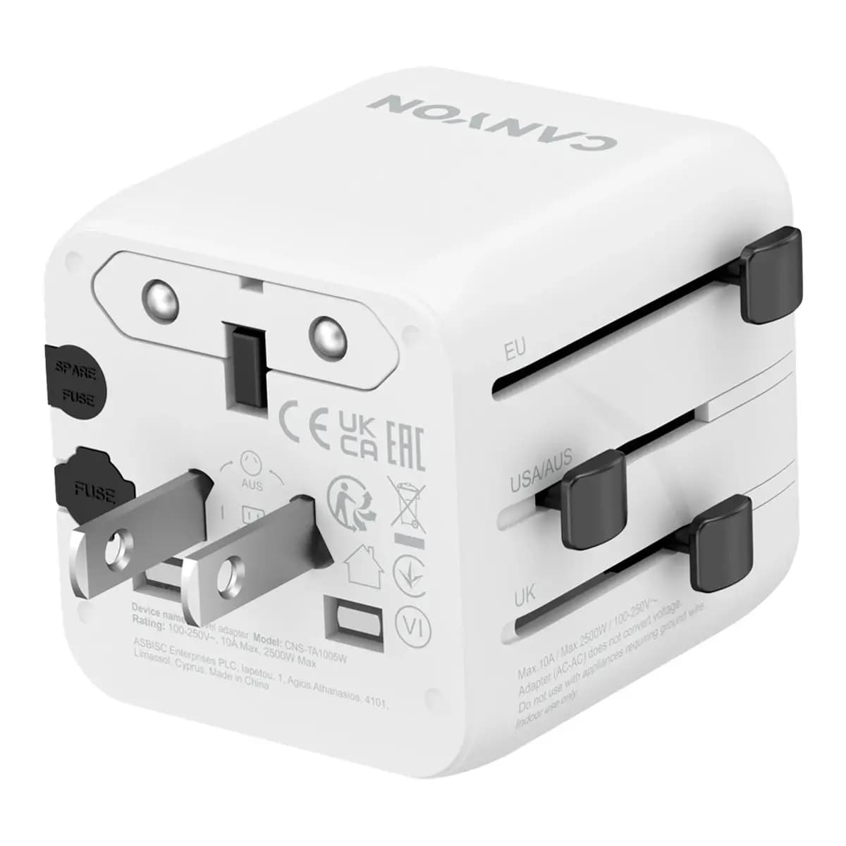 CANYON Putni Adapter CNS-TA1005W OnTour One EU/UK/US/AUS - Bezbrižna Putovanja Svugdje