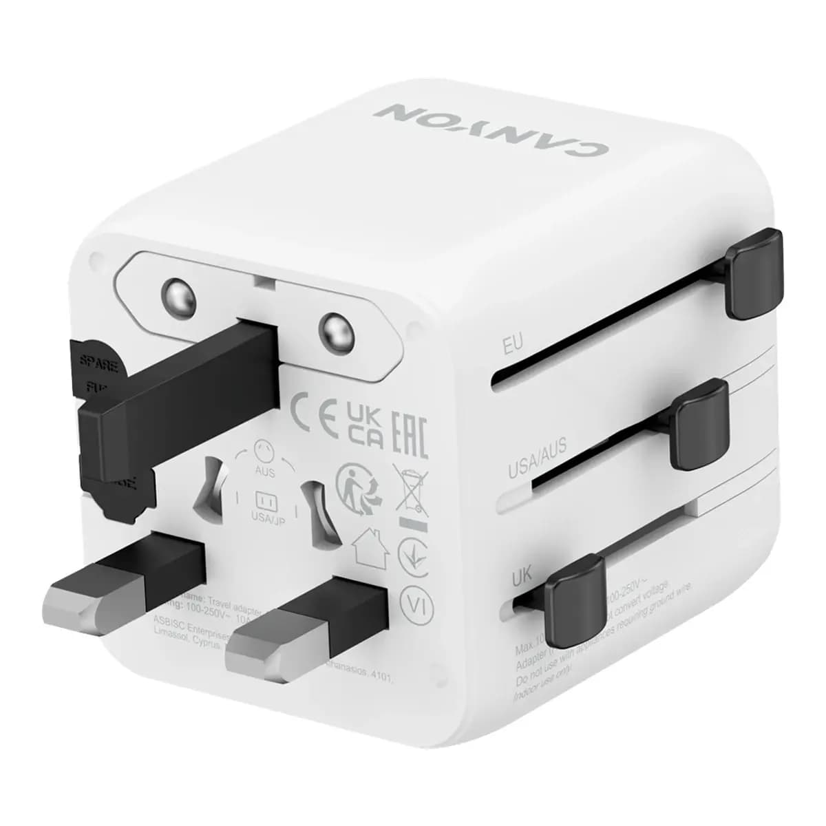 CANYON Putni Adapter CNS-TA1005W OnTour One EU/UK/US/AUS - Bezbrižna Putovanja Svugdje