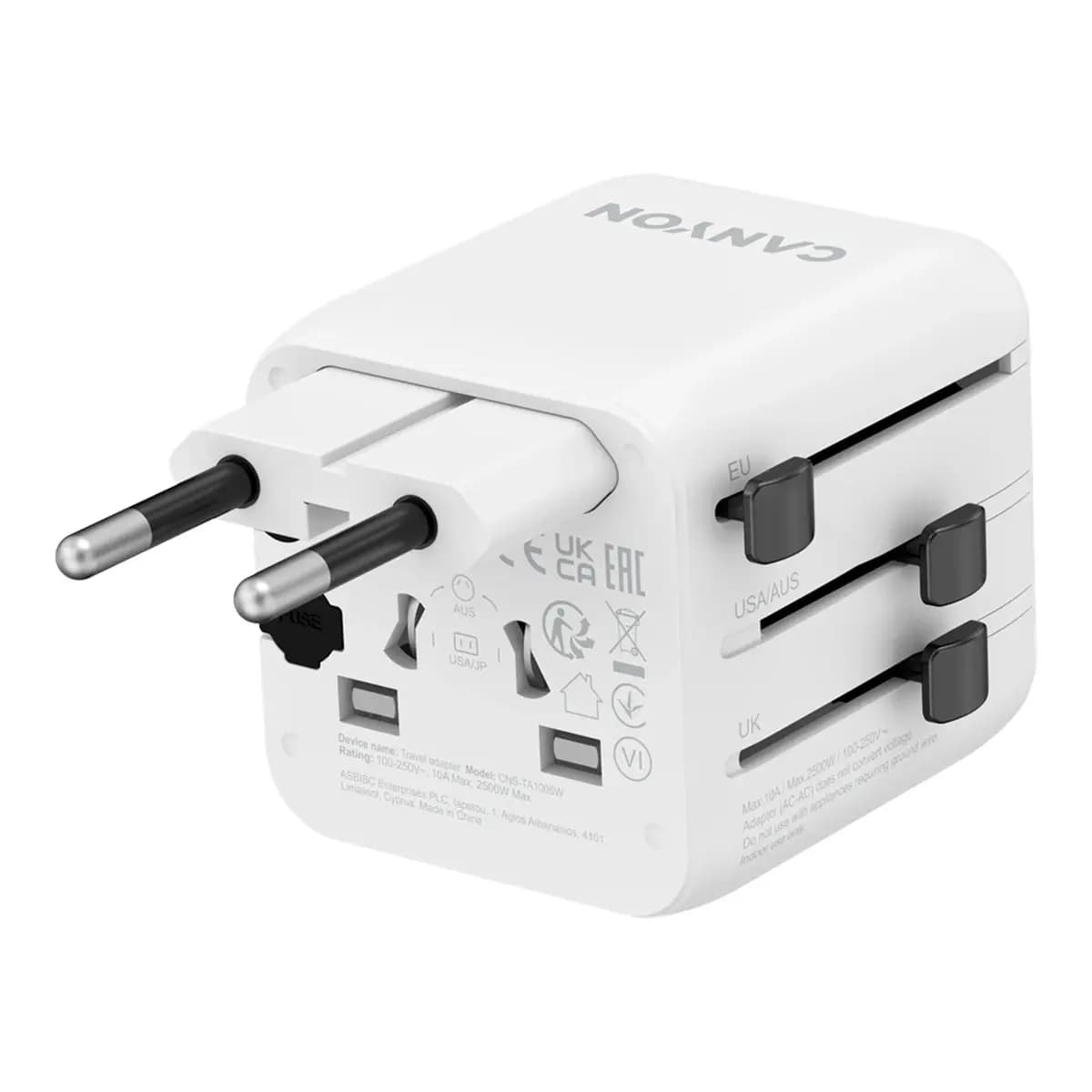 CANYON Putni Adapter CNS-TA1005W OnTour One EU/UK/US/AUS - Bezbrižna Putovanja Svugdje