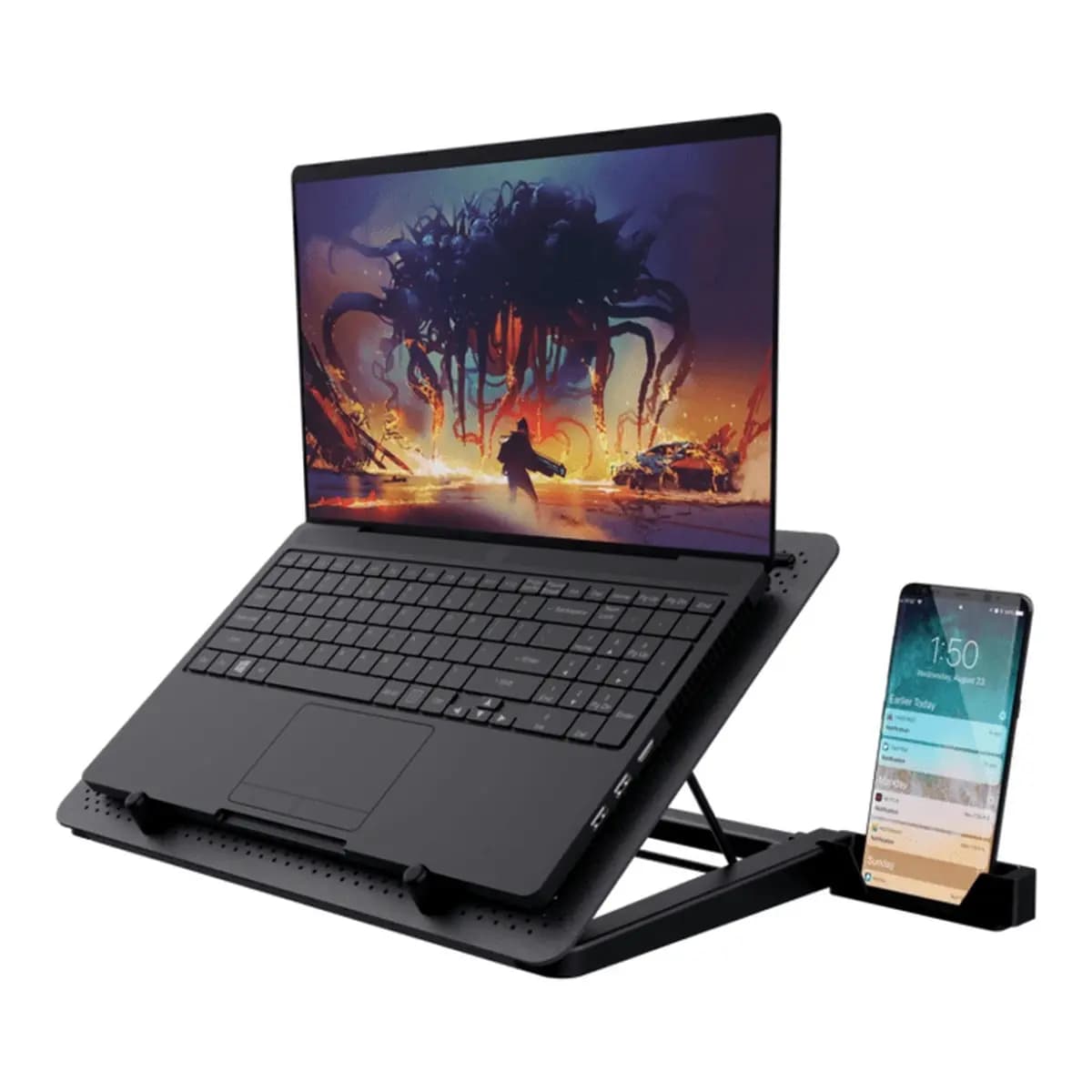 Trust Quno Cooling Stand LED GXT 1125 Laptop cooling stand sa 5 ventilatora + stalak za telefon