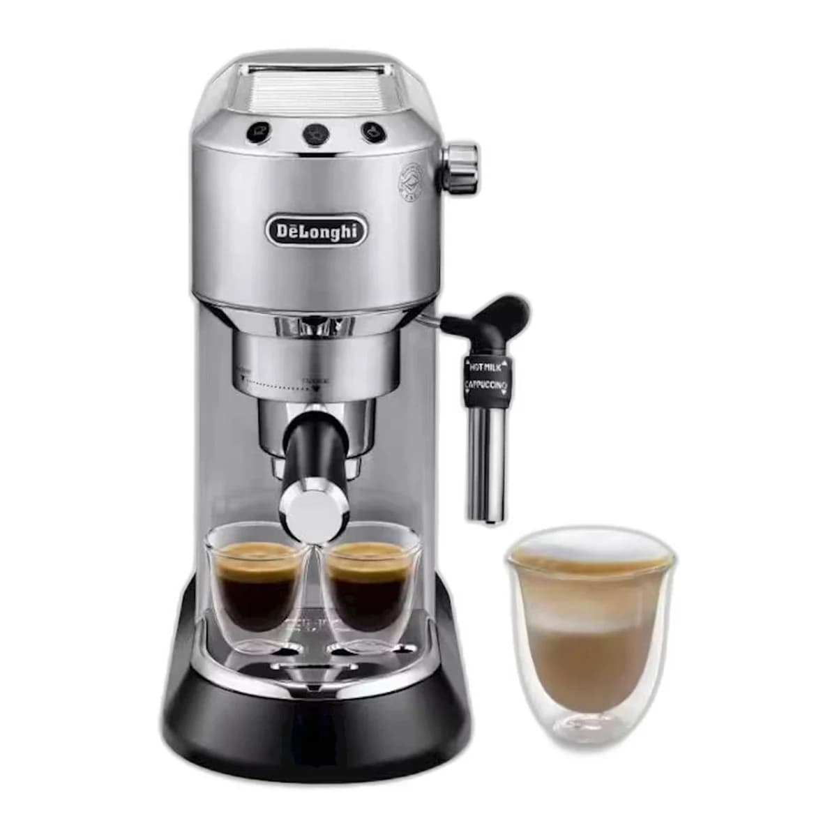 DELONGHI Aparat za espresso Dedica EC685.M, Thermoblock tehnologija, Sustav za cappuccino, Kućište od nehrđajućeg čelika, Kompaktan dizajn
