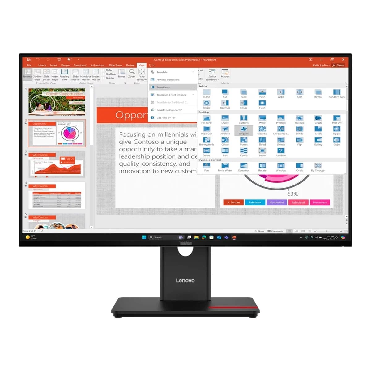 LENOVO Monitor T27-40 27" Full HD, IPS Panel, 120Hz, 4ms, HDMI, Ergonomski