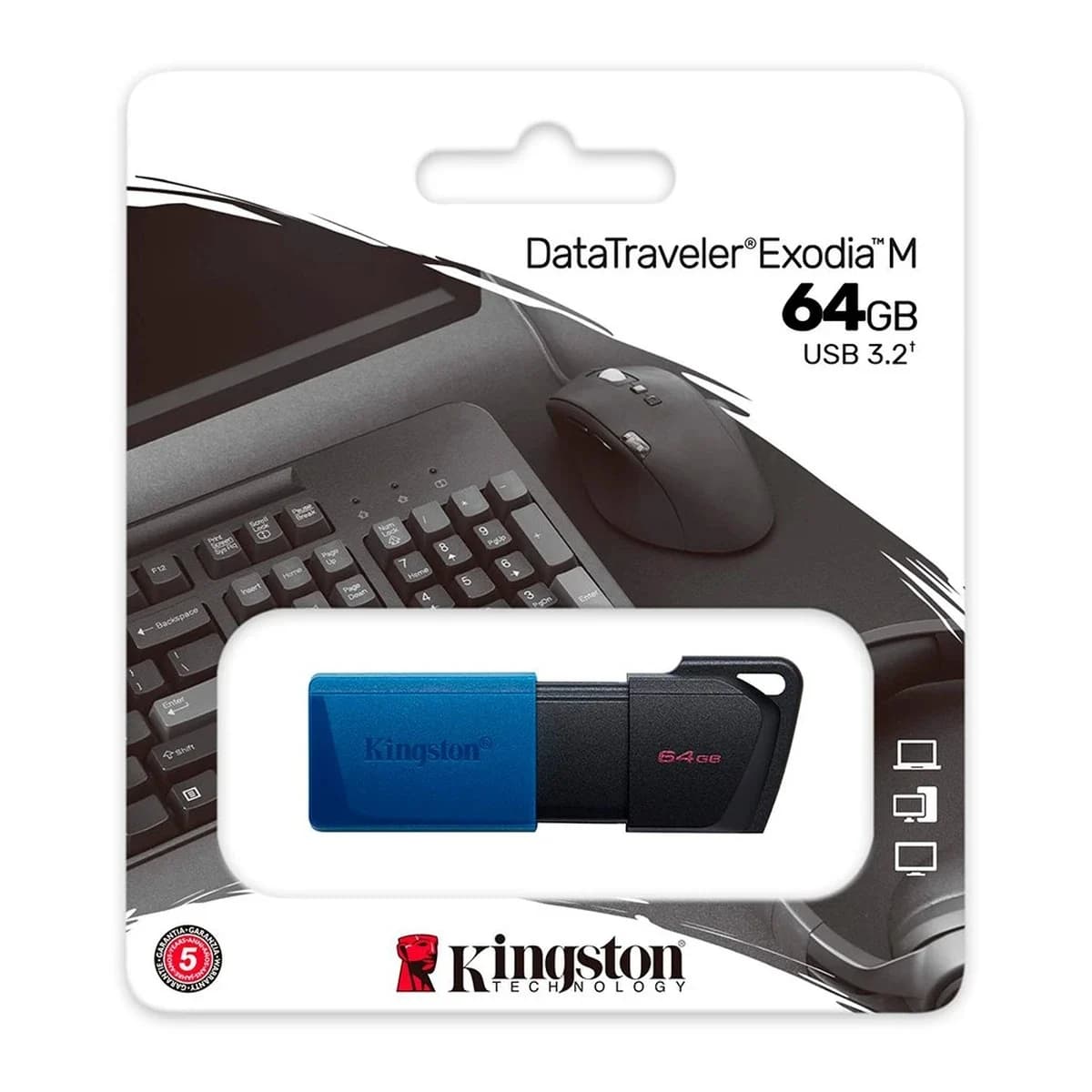 KINGSTON USB Stik DataTraveler Exodia M, 64GB, USB 3.2 Gen 1, Black/Blue, 60 mjeseci garancija