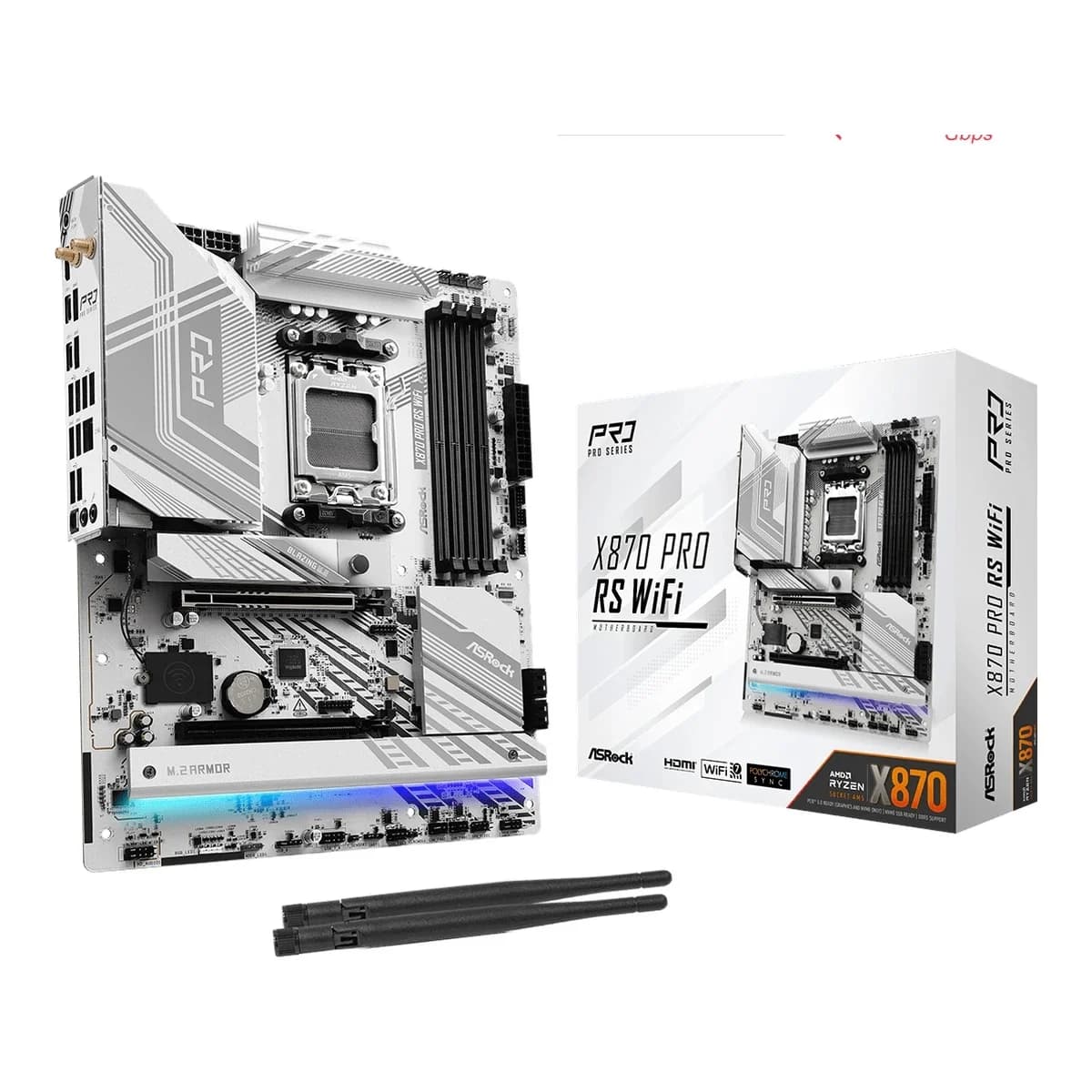 ASROCK MB X870 PRO RS WIFIAMD X870, 4xDDR5, 3xM.24xSATA, WIFI7, USB4, RAID, ATX, 2.5G LAN