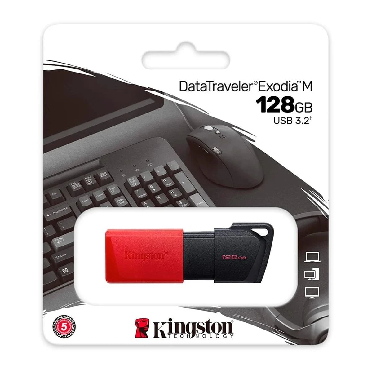 KINGSTON USB Stik DataTraveler Exodia M, 128GB, USB 3.2 Gen 1, Black/Red, 60 mjeseci garancija