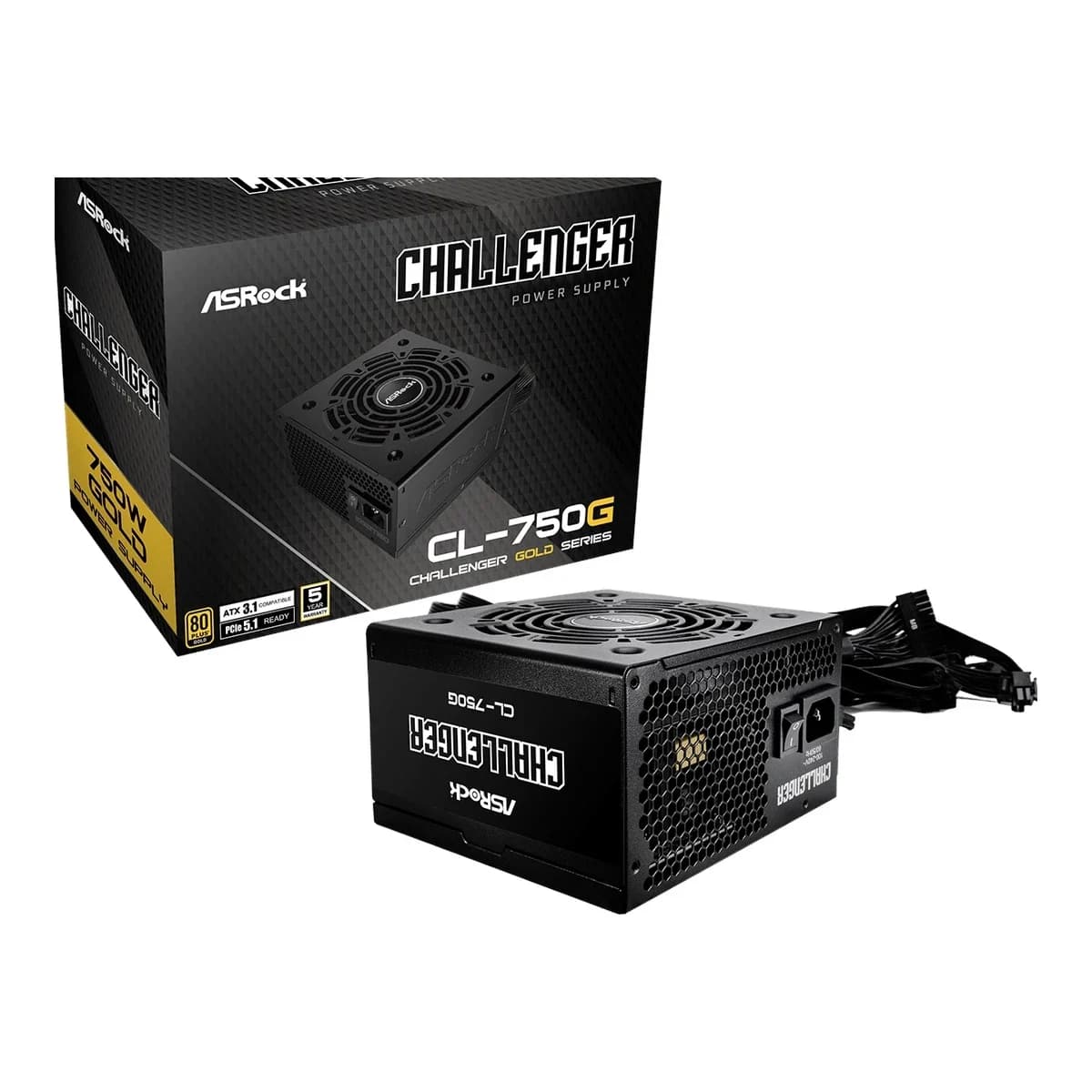 ASROCK PSU 750W Gold Challenge80PLUS, 120mm fan, ATX 3.1PCIe 5.1