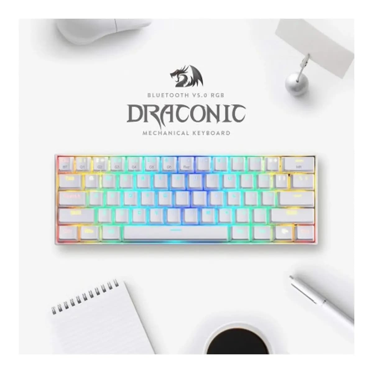 Redragon K530 Draconic Pro Mehanička Tastatura Red Switch Bluetooth Bijela