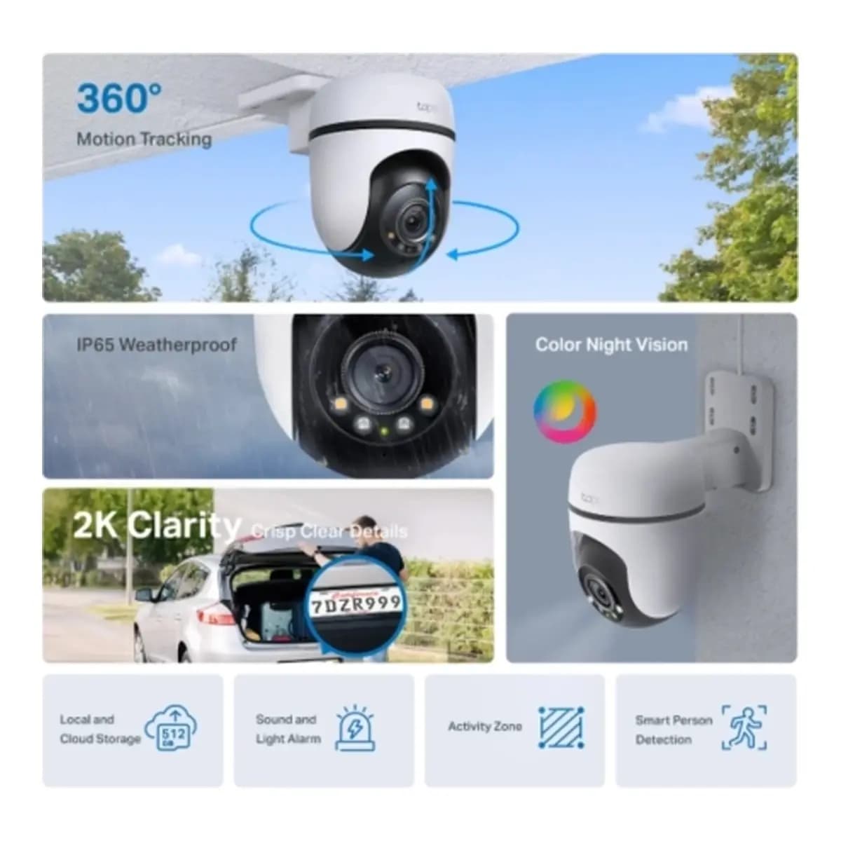 TP-LINK IP Kamera 2K Pan/Tilt Tapo C510W, WiFi, Color Night Vision, Person Detection, IP65