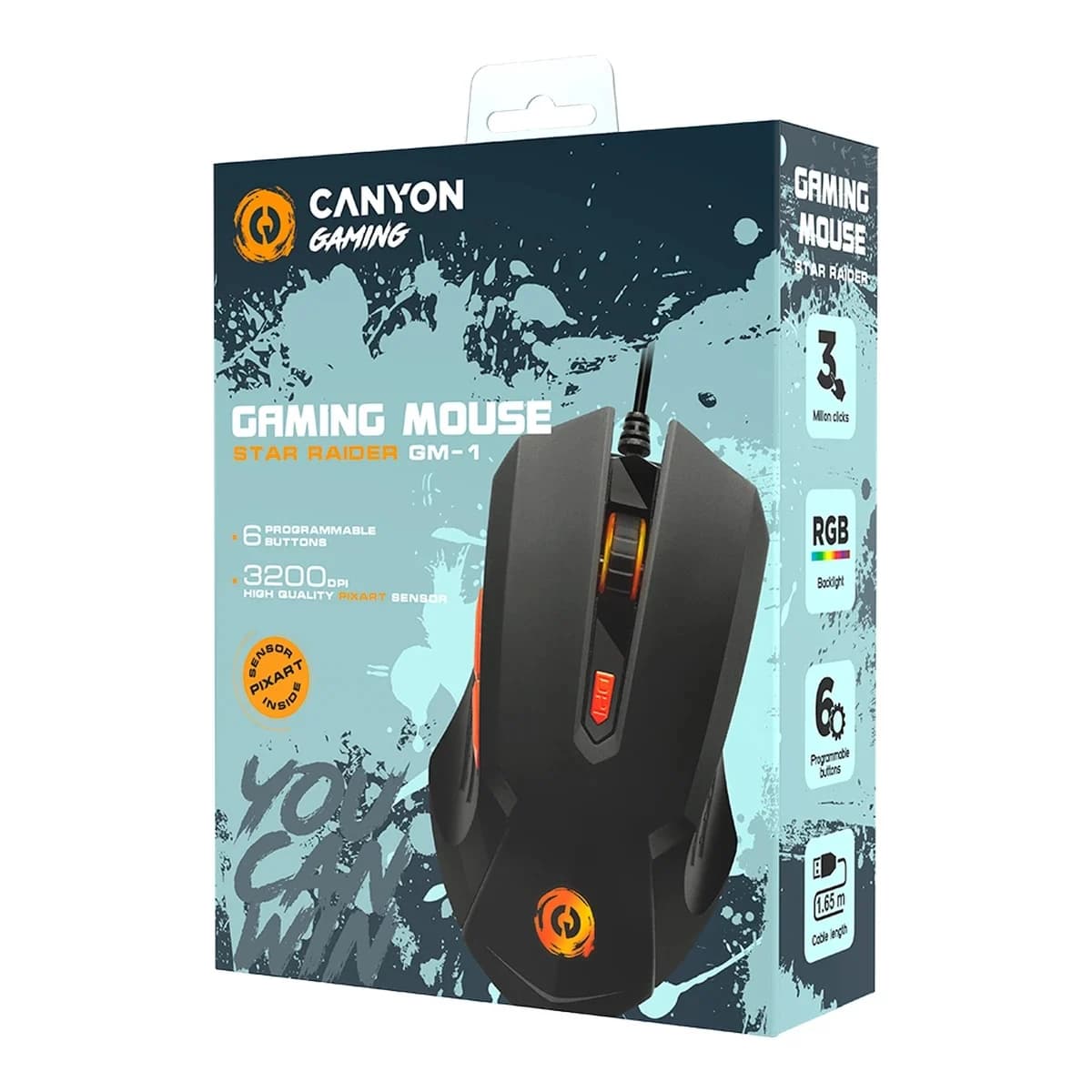 CANYON Star Raider GM-1 Optical Gaming Mouse with 6 programmable buttons Pixart optical sensor 4