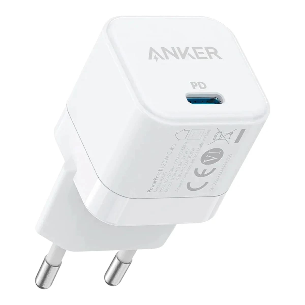 ANKER Punjač PowerPort III 20W Cube, USB-C, PowerIQ 3.0, Bijeli