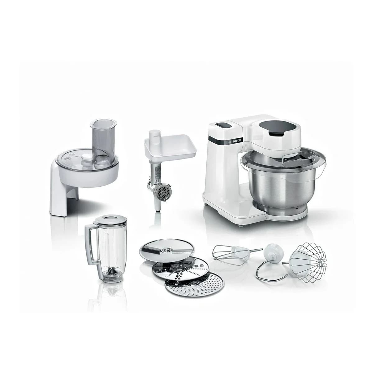 BOSCH kuhinjski aparat MUM Serie 2| Bijela, 700W, 3.8L, 4 Brzine, Inox posuda, SL