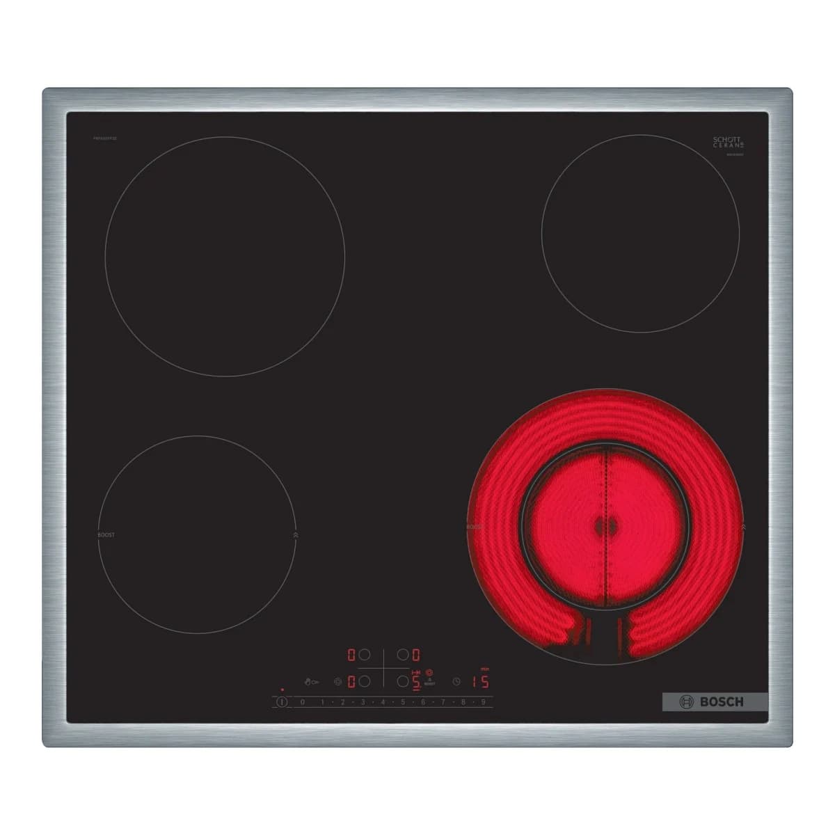 BOSCH Staklokeramička ploča Serie 6| 60 cm, INOX okvir 1 prošireno kolo