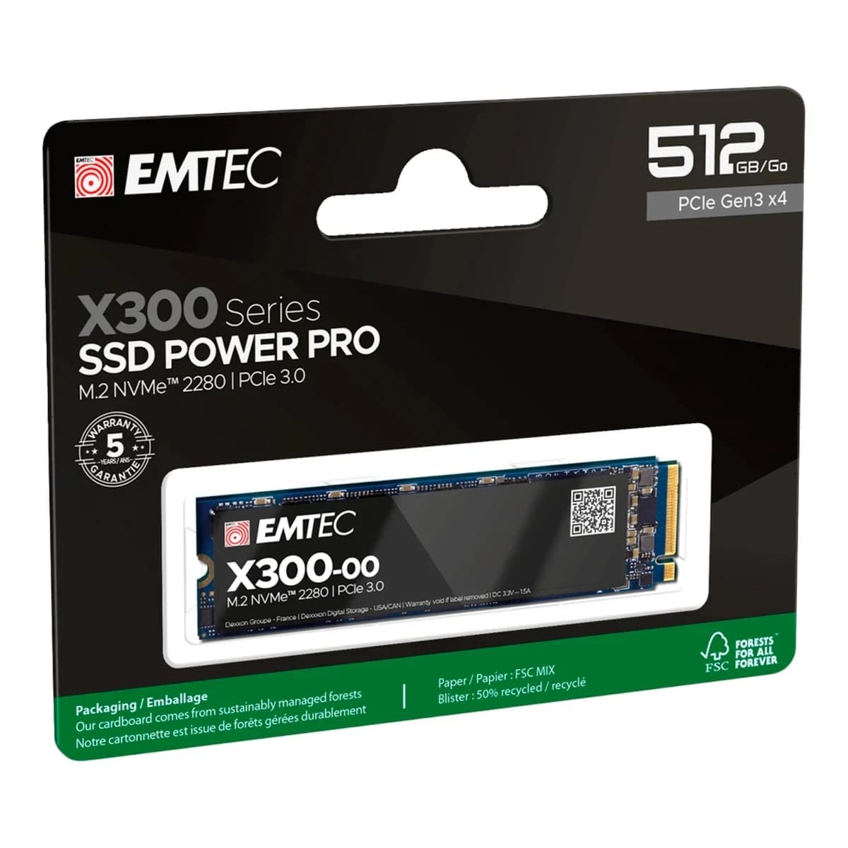 EMTEC SSD 512GB X300 M2 Power Pro, NVMe M.2 PCIe 3.0 x4, 3000/2500 MB/s